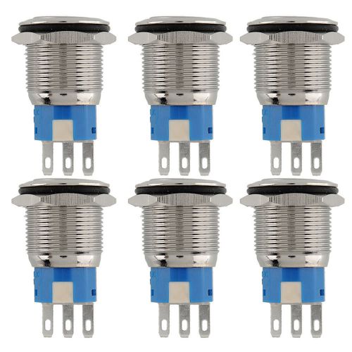 6pcs 19mm Self Latching Brass Push Button Switch High Flush 1NO Car Vehicle