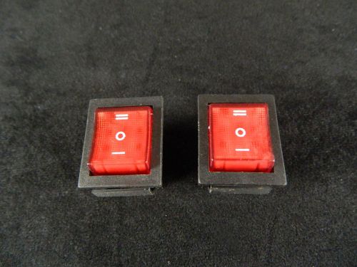 2 PK ROCKER SWITCH RED LED DPST ON OFF ON 15 AMP 250 V 20 AMP 125 V 6 PIN EC-623