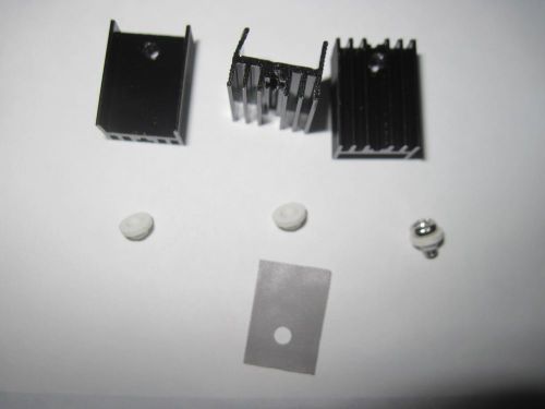 Lot of 9 Black Heatsinks Heat Sinks With Screw, Washer &amp; Insulators US Seller