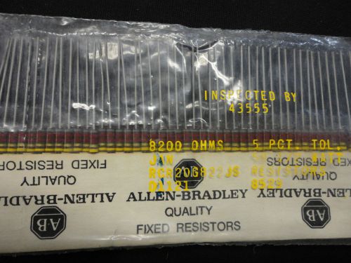 NOS 50PCS ALLEN BRADLEY 8.2K-1/2-5% RCR20G822JS CARBON COMP. RESISTOR