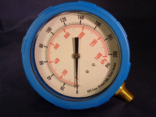 Pressure Gauge 4&#034; Dia.  0 to 200 PSI  0 to 1400 kPa  1/4NPT  Grainger NIB