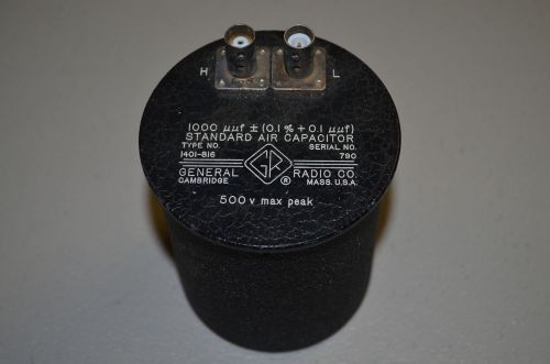 General Radio 1401-816 Standard Air Capacitor, 1000uuf 500 V Max Peak