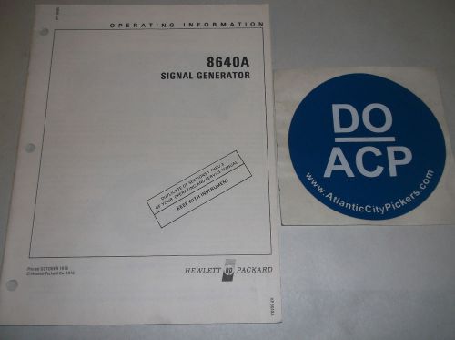 HEWLETT PACKARD 8640A SIGNAL GENERATOR OPERATING INFORMATION