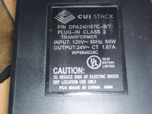 CUI INC DPA240167C-S/T  Wall Transformer 24v