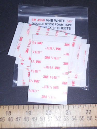 3M 4950 VHB WHITE DOUBLE STICK MOUNTING SHEETS  2&#034; X 3&#034;  8 PCS