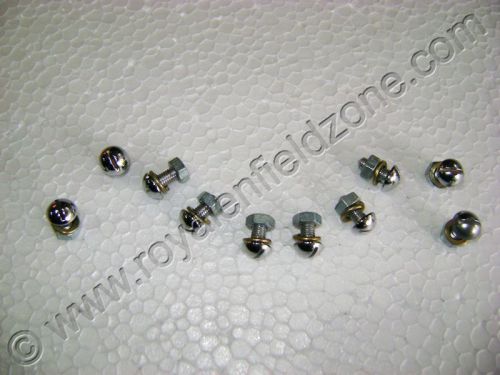 NEW ROYAL ENFIELD CHROME DOME FRONT MUDGUARD NUT &amp; BOLT 10 PCS US