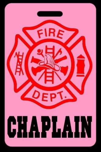 Pink chaplain firefighter luggage/gear bag tag - free personalization for sale