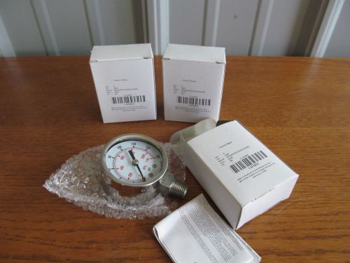 Lot of 3 Stainless 2&#034; Pressure GAUGE 1/4&#034;npt 0-160psi SS #4FMK8 (U-75[x3])