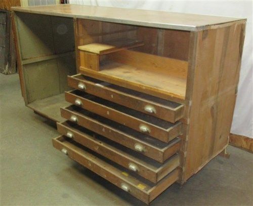 6&#039; 5&#034; Store Counter 5 Drawer Vintage Cabinet Tavern Front Bar Kitchen Island