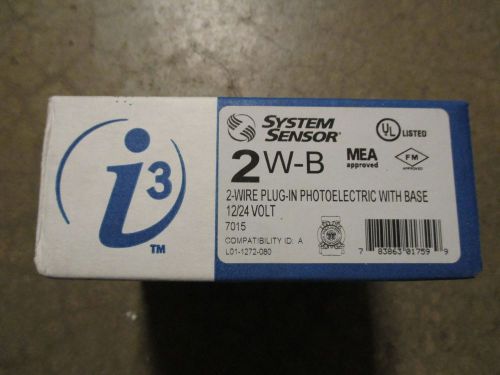 System sensor i3 2w-b 2-wire plug-in photoelectric smoke detector w/ base new for sale