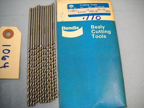 12 NEW BESLY TAPER LENGTH DRILLS #35 .110 HSS USA 1064