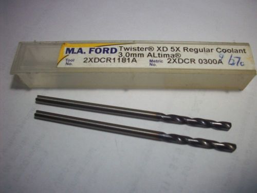 M.a. ford 3mm  twister coolant drill 2xdcr1181a m.a.ford machine shop tools for sale