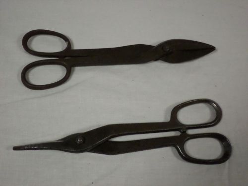 TIN SNIPS 9 inch iron handles sheet metal working cutter straight duck bill lot