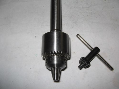 Jacobs # 1A Drill Chuck/Key,1/2&#034; x 3-1/4&#034; Str. Shank, JT1 Mount, 0-1/4&#034; Capacity