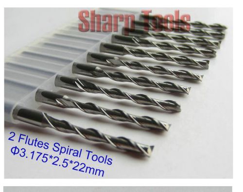 10pcs double flute carbide mill spiral cutter wood cnc router bits  2.5mm 22mm for sale