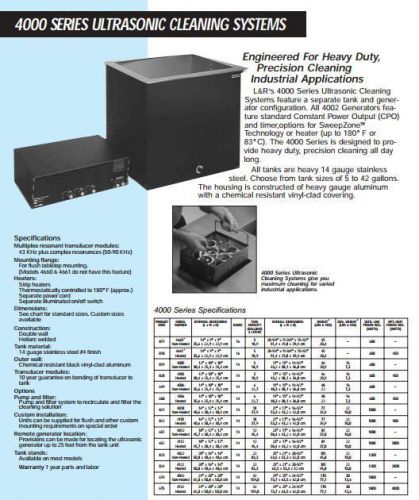 L&amp;R’s 4000 Series Ultrasonic Cleaning System Model 4142 220v Heated