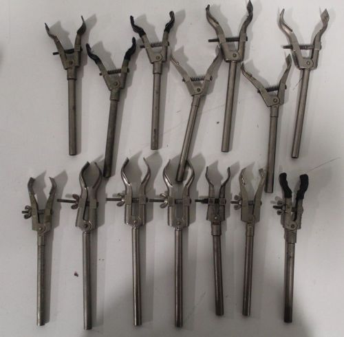 Lot of (14) Fisher Castaloy-R Adjustable Glass Rod Stand Clamp Holder for Lab