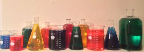 Lot of 12 piece chemistry glassware set pyrex beakers, cylinders and more! for sale