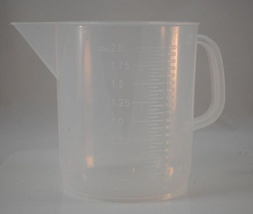 Polypropylene Graduated Plastic Pitcher Beaker: 2000mL Short Form-Pack of 6