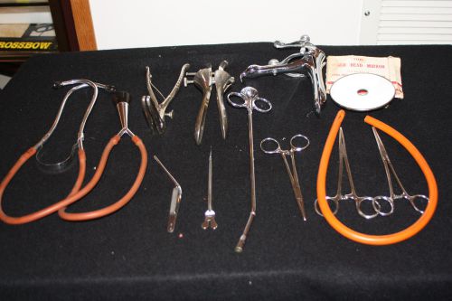 3 Vintage Medical Instrument Obstetric Vaginal Speculum