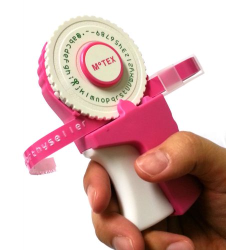 Embossing Label Maker 4 Wheel (English Number Emoticon Hangul) Pink + 1 Tape CA