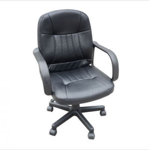 Leather Adjustment Office Chair Mid Back Computer Task Desk Conference Black New