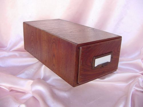 VINTAGE DESK TOP WOOD FILE DRAWER CABINET FOR NDEX CARDS NR