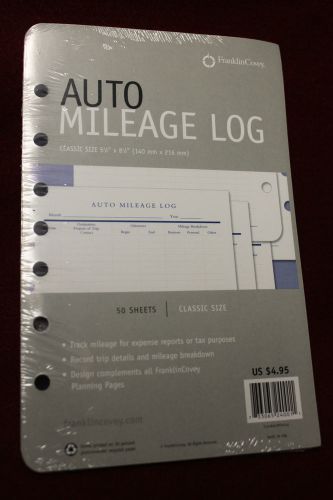 Franklin Covey Auto Mileage log Classic size 5 1/2&#034; x 8 1/2&#034;