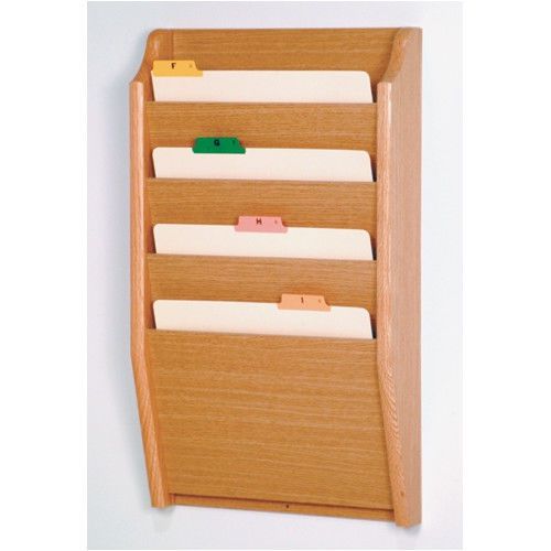 Wooden Mallet Four Pocket Chart Holder Light Oak