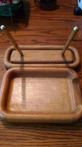 Vintage 1985 ELDON Woodline 6500 Wood Desk paper tray pen holder wooden