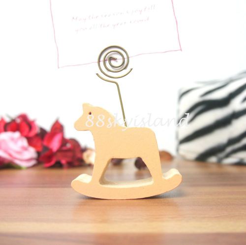 WOOD HOBBYHORSE Memo Holder Clip Picture Note Holder Table Decor desk organizer