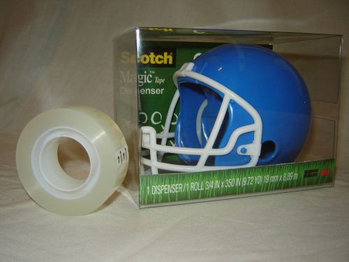 Scotch transparent tape dispenser blue football helmet + exclusive bonus roll for sale