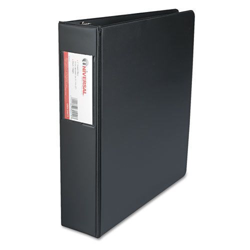 Suede Finish Vinyl Round Ring Binder With Label Holder, 2&#034; Capacity, Black