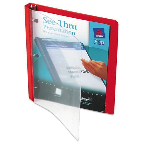 See-Thru Binder with Round Ring, 1/2&#034; Capacity, Red