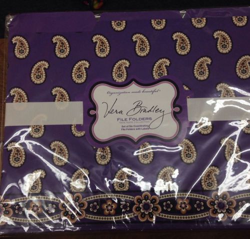 Vera bradley simply violet set of six coordinating file folders with labels nip for sale