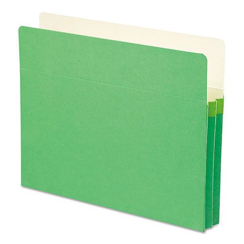 1 3/4 inch accordion expansion colored file pocket, straight tab, letter, green for sale