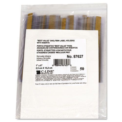 Label Holders, Top Load, 6 x 1, Clear, 50/Pack