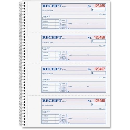 Adams Wire Bound Money/Rent Receipt Books -2 Part -2.75&#034;x7.62&#034;-Assorted