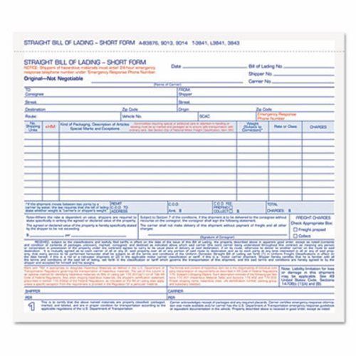 Tops Hazardous Material Short Form,Three-Part Carbonless, 250 Forms (TOPL3841)