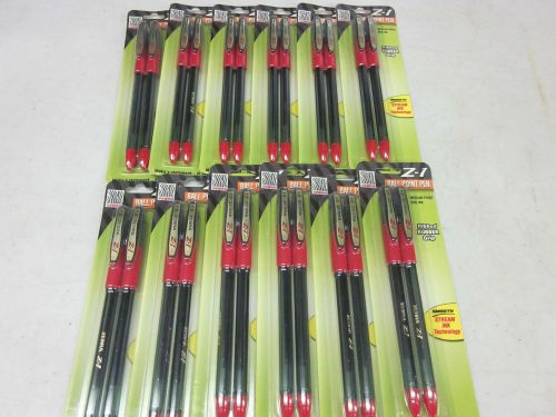 LOT OF ~ 24 ~ ZEBRA Z-1 MEDIUM BALL POINT ~ RED ~ INK PEN 1.0 RIBBED RUBBER GRIP