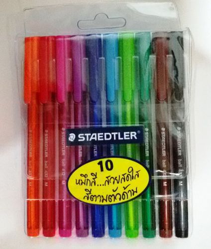 BALLPOINT PEN STAEDTLER 10 BRILLIANT COLOR 0.45MM 432 M FREE SHIP