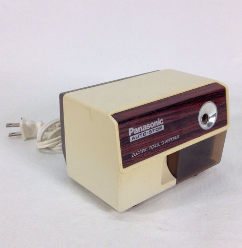 Panasonic Auto-Stop Electric Pencil Sharpener KP110 KP-110 Ivory Wood Grain Vtg