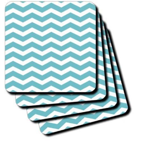 3dRose cst_120239_4 Teal and White Chevron Zig Zag Pattern Trendy Modern Stylish