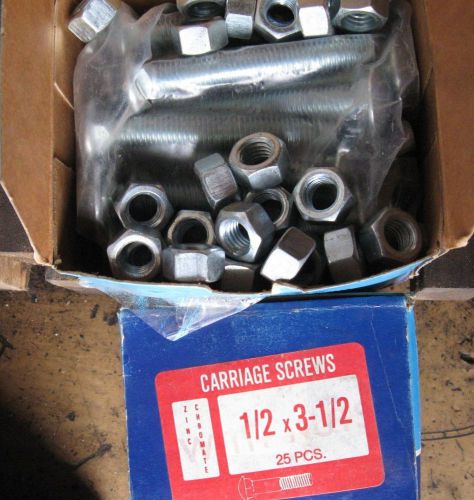 1/2x3.5 carriage bolt grade 2 with nuts zinc chromate qty 75 screws for sale