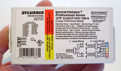 Sylvania qtp 2x26cf/unv dm-s cfl 1 or 2 lamp t4 ballast 102 or 277 volt for sale