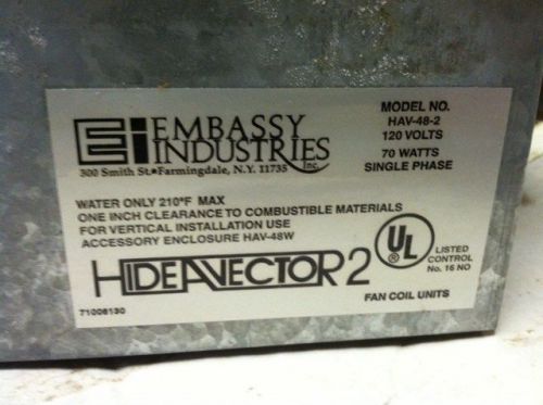 NIB NOS Embassy Industries Hide A Vector 2 HAV-48-2 Heating Unit