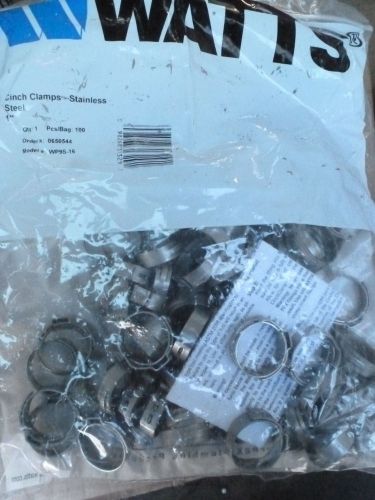 (100) 1&#034; WATTS PEX Stainless Steel Clamps Cinch Pinch Rings  WP9S-16