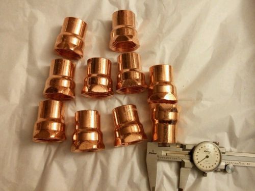 10, 1&#034; x 1&#034; Female NEW Threaded Copper Adapter.(JW)Sweat, inside Thread