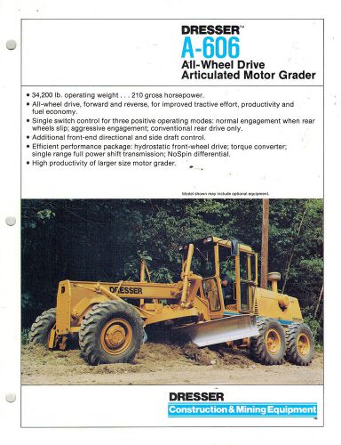 DRESSER VINTAGE A-606 AWD ARTICULATED  MOTOR GRADER  BROCHURE 1986