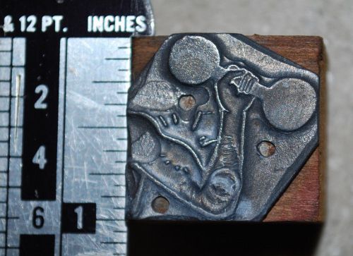 Vintage Letterpress Printer&#039;s Block &#034;Weight Lifter Body Builder dumb bell&#034;